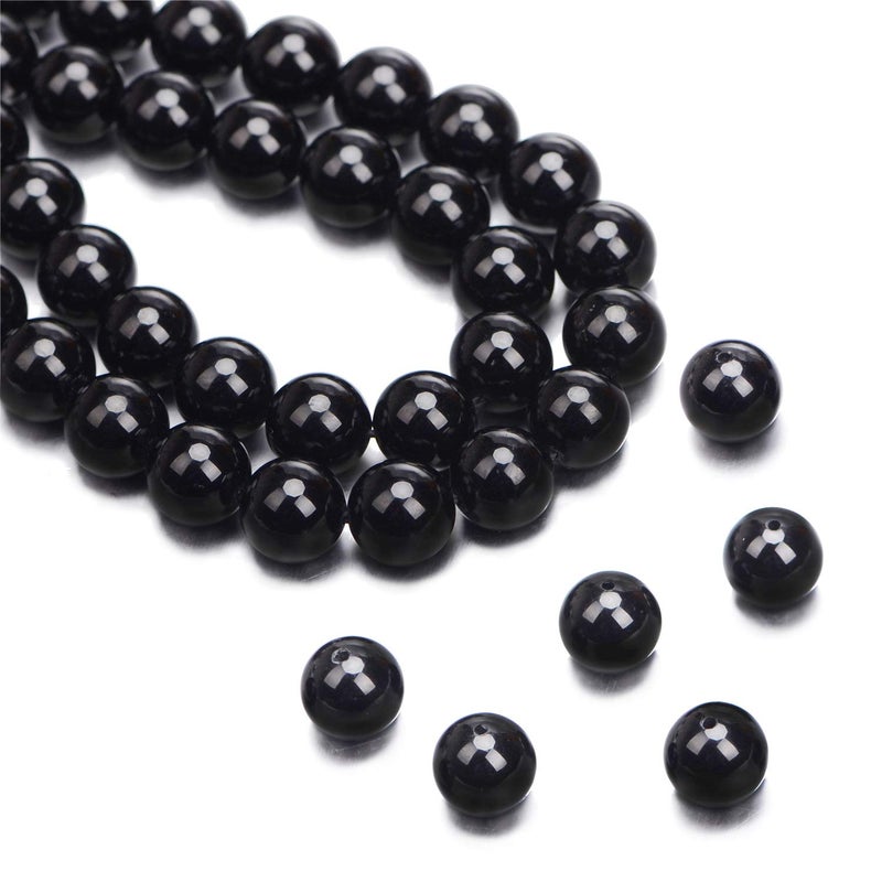 AD BEADS Natural Black Tourmaline Gemstone Round Beads 15.5â€œ A Grad (10mm) - Image 1